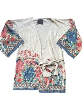 Anthropologie Guinevere Floral kimono cardigan Size Small Wool Blend